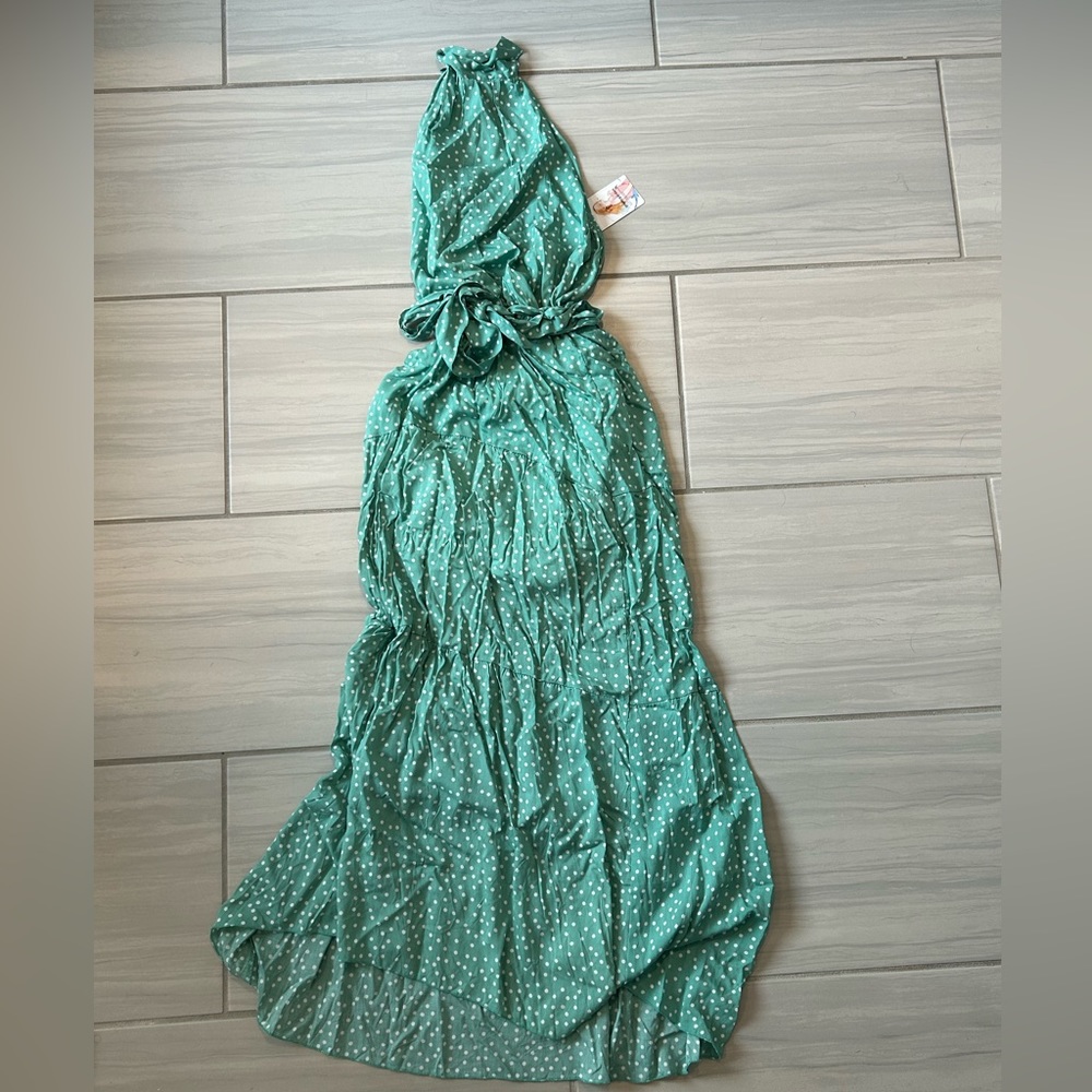 Pretty Garden green polka dot dress